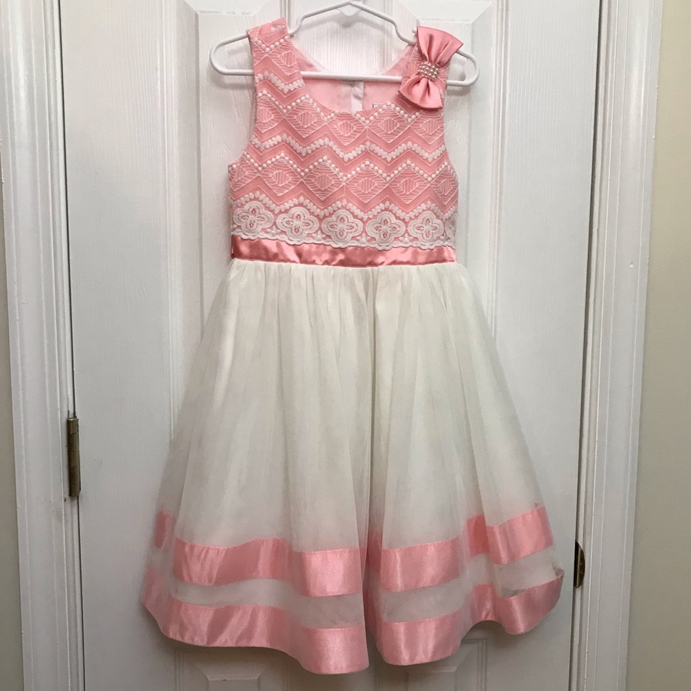 Jona Michelle Girls Dress Pink and White Size 5